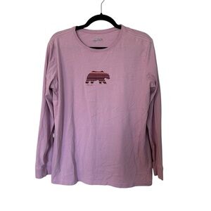 Columbia Women’s Long Sleeve Crewneck Graphic Striped Bear T-Shirt Sz XL GUC